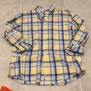 Izod Men's Casual Plaid Shirt in Yellow and Blue